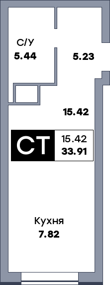 Квартира студия, №372, этаж 16