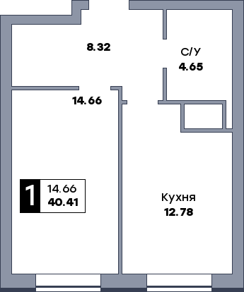 1 комнатная квартира, №392, этаж 18