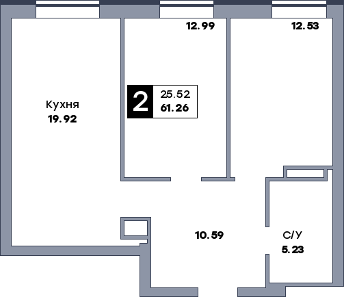 2 комнатная квартира, №417, этаж 20