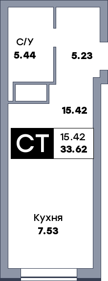 Квартира студия, №438, этаж 22