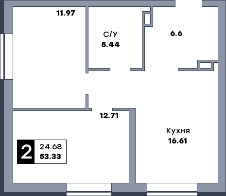 2 комнатная квартира, №482, этаж 7