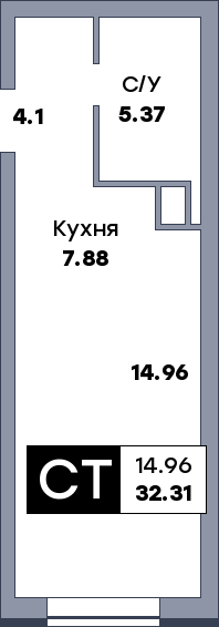 Квартира студия, №509, этаж 10