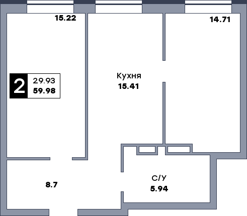 2 комнатная квартира, №529, этаж 12