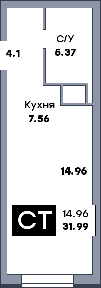 Квартира студия, №586, этаж 17