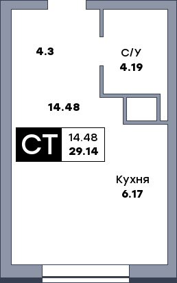 Квартира студия, №591, этаж 17