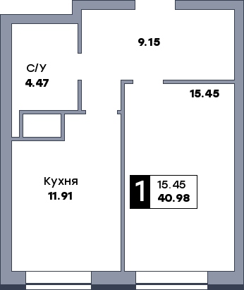 1 комнатная квартира, №599, этаж 18
