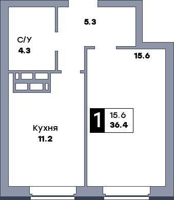 1 комнатная квартира, №165