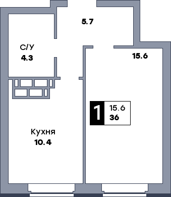 1 комнатная квартира, №167