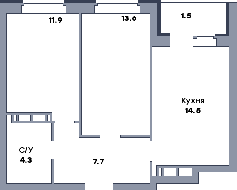 2 комнатная квартира, №170