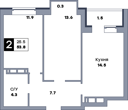 2 комнатная квартира, №180