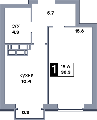 1 комнатная квартира, №187