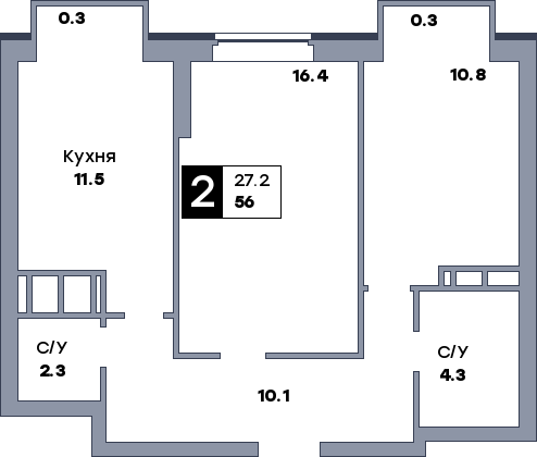 2 комнатная квартира, №191, этаж 5