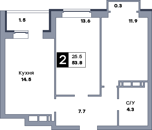 2 комнатная квартира, №389, этаж 4