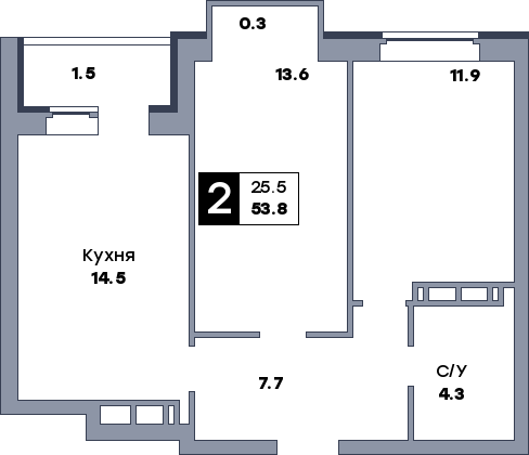 2 комнатная квартира, №399, этаж 5