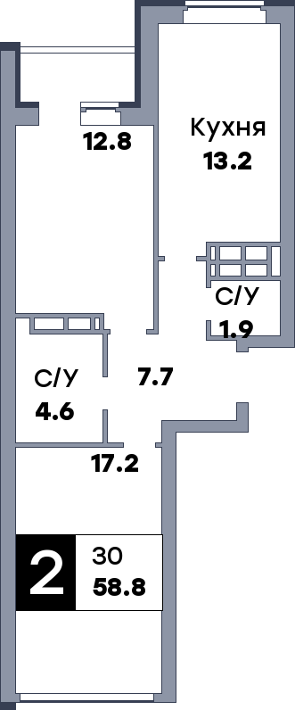 2 комнатная квартира, №447, этаж 9