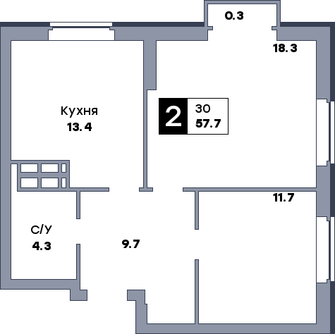 2 комнатная квартира, №598, этаж 4