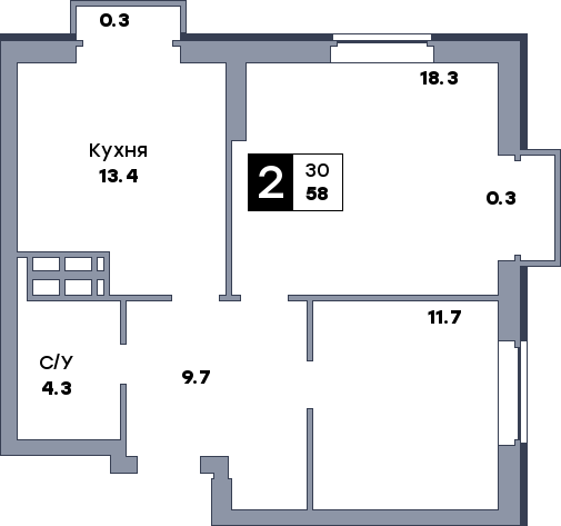 2 комнатная квартира, №608, этаж 5