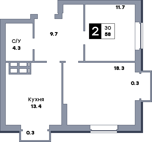 2 комнатная квартира, №609, этаж 5