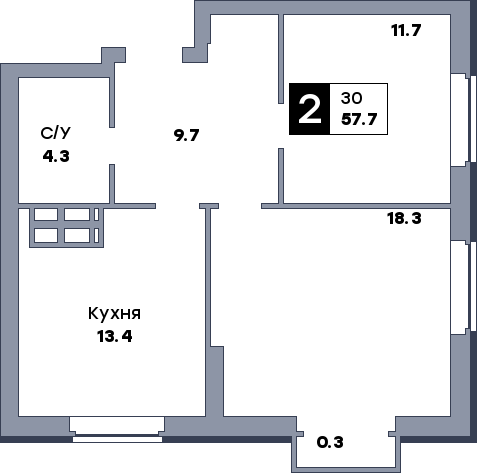 2 комнатная квартира, №659, этаж 10