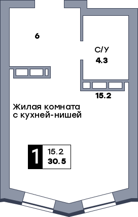 1 комнатная квартира, №660, этаж 10