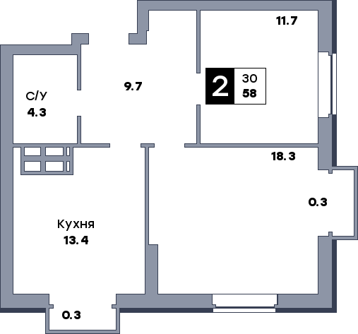 2 комнатная квартира, №669, этаж 11