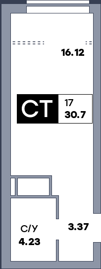Квартира студия, №950