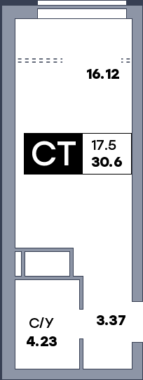 Квартира студия, №1082, этаж 14