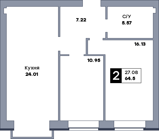 2 комнатная квартира, №82, этаж 9
