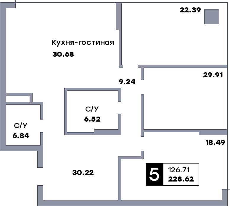 5 комнатная квартира, №620